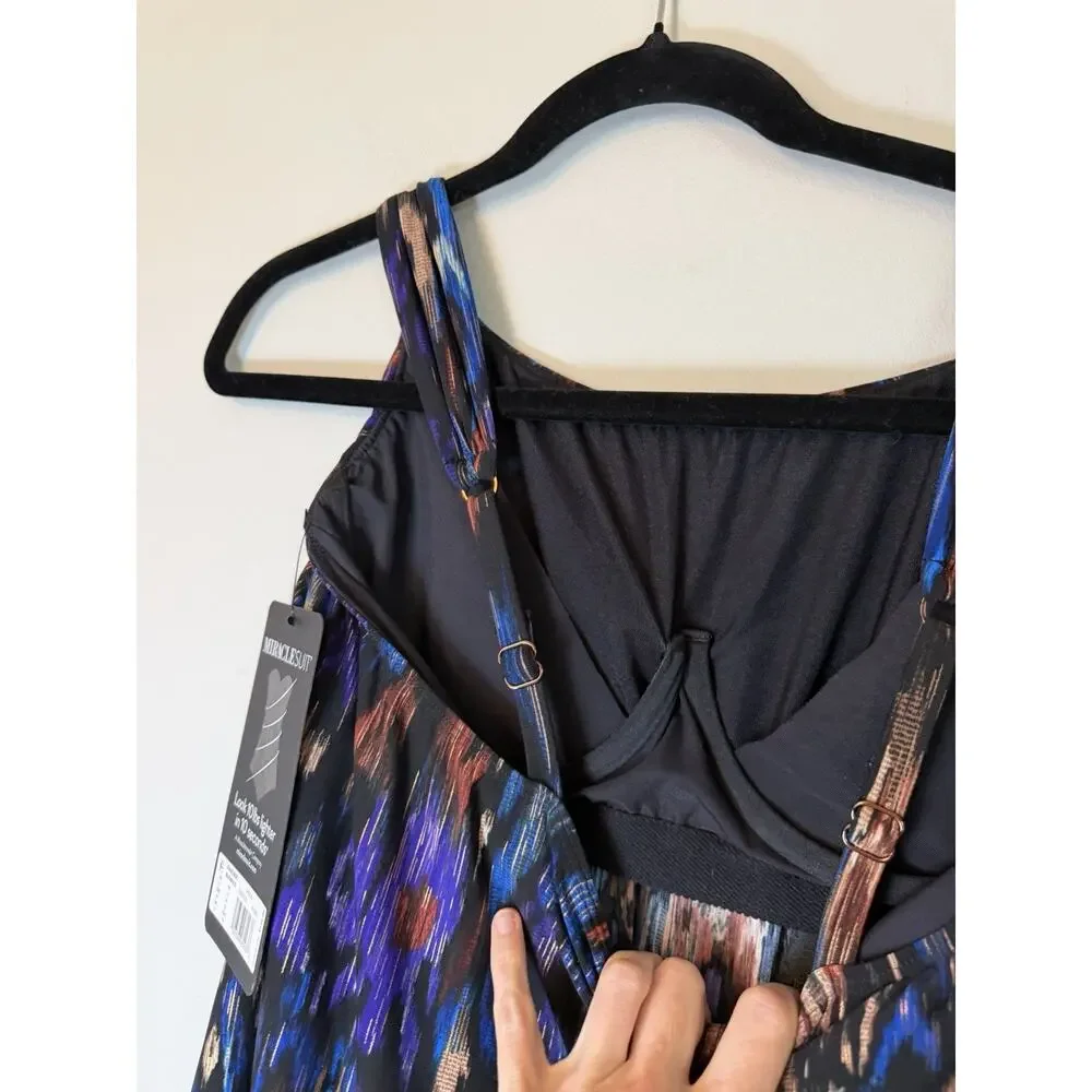 Miraclesuit Dazzle Tankini Top With Underwire in Tapiz Sz 10 NWT $146